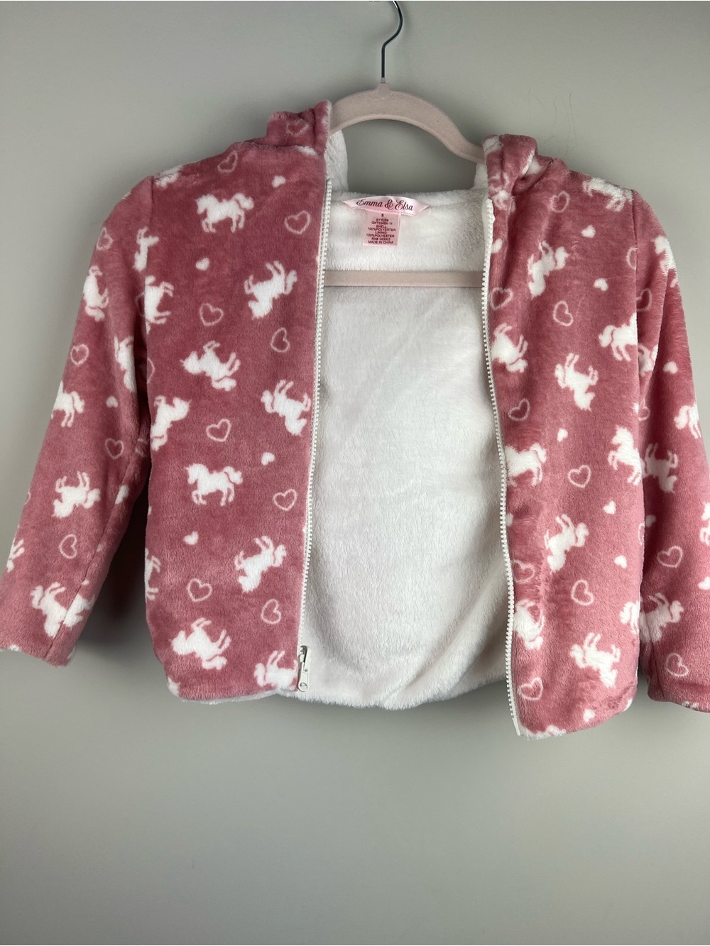 Emma & Elsa Cozy Pink Unicorn Fleece Jacket with Hood